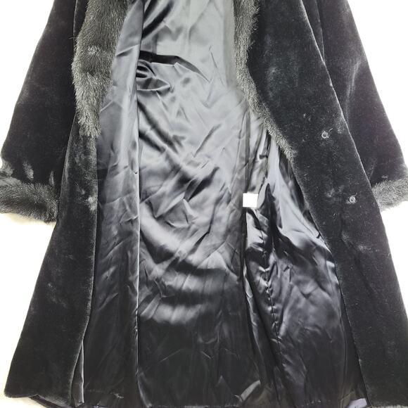 Vintage Dona Lucci Faux Fur Coat Womens 12 Black USA 70s Mob Wife Winter Fall - Picture 11 of 14
